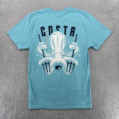 Costa Del Mar Men T-Shirt S Caribbean Blue Price Trident Short Sleeve Crew Neck