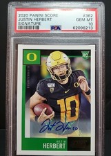 Justin Herbert 2020 Panini Score SP RC Rookie Chargers #362 PSA 10 GEM MT Auto