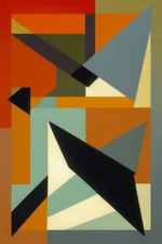 Large Abstract Painting 2x3 ft. Complex Geometric Demrin Fine Art Original NEW