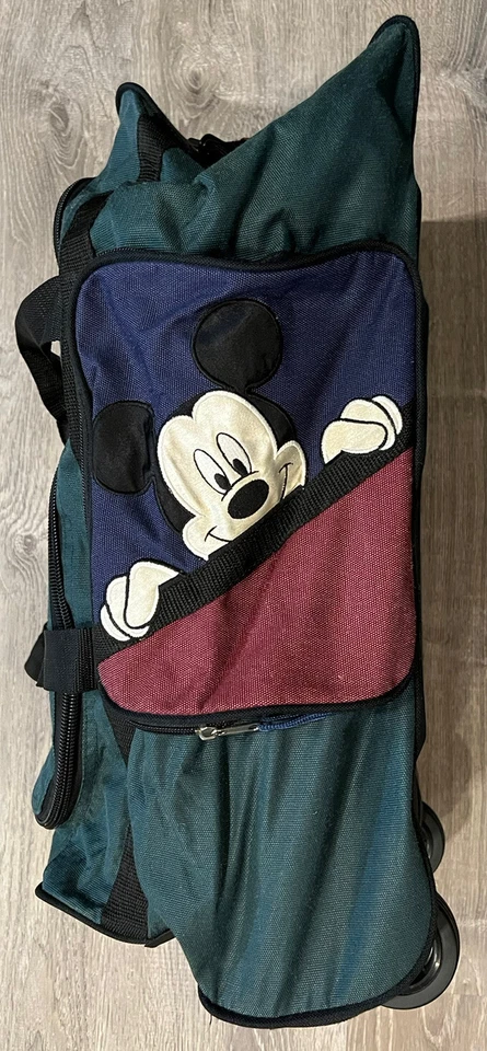 Bolso con rodillo de lona verde vintage Walt Disney asa de Mickey Mouse Foto 2 de 4