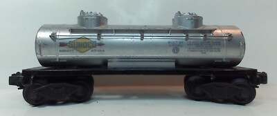 Lionel Postwar 6465 Gray/Silver Double Dome Tank Car Sunoco (RS457)