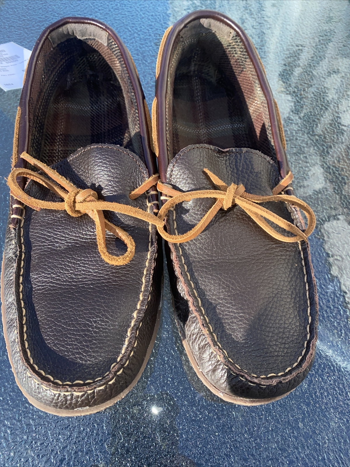 L.L. Bean Brown Handsewn Leather Slippers Flannel Lined Men's Size 10 M 212164 eBay