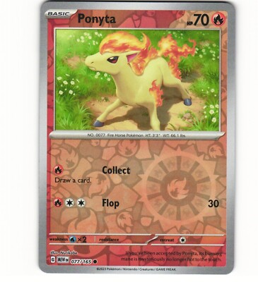 2023 Near Mint Pokemon Ponyta 077/165 Reverse Scarlet Violet 151 English