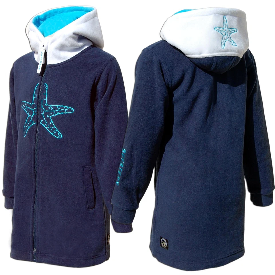 SEESTERN  Kinder Kapuzen Fleecejacke Fleecemantel Fleece Sweatjacke 116-164 - Bild 1 von 4