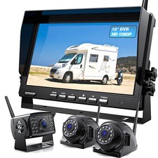 Wireless 10.1" DVR Monitor 1080P Backup Camera Truck Side Rear View System