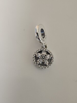 AUTHENTIC PANDORA SPARKLING SNOWFLAKE CIRCLE DANGLE CHARM