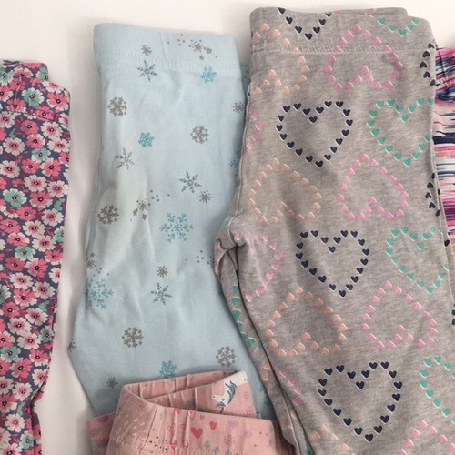 9 Carter’s Kid Leggings Lot Floral Unicorn Hearts Stripes size 7 play condition - Picture 5 of 6