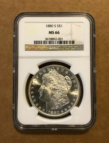 MORGAN SILVER DOLLAR 1880 S $1 NGC MS 66 BRIGHT PROOF-LIKE WHITE GORGEOUS!!!