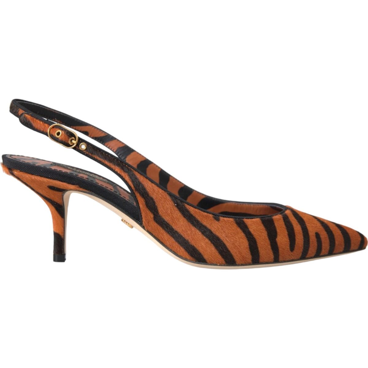 DOLCE & GABBANA Shoes Black Orange Zebra Leather Slingback DOLCE & GABBANA Shoes Black Orange Zebra Leather Slingback
