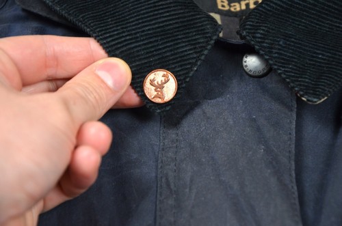 Women's Barbour Acorn Wax Jacket Navy Blue Lightweight England Size 18 - Picture 16 of 19