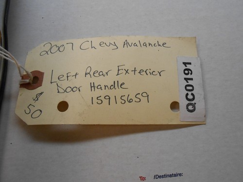 07 Chevy Avalanche left rear door handle exterior 15915659 QC0191 - Picture 4 of 4