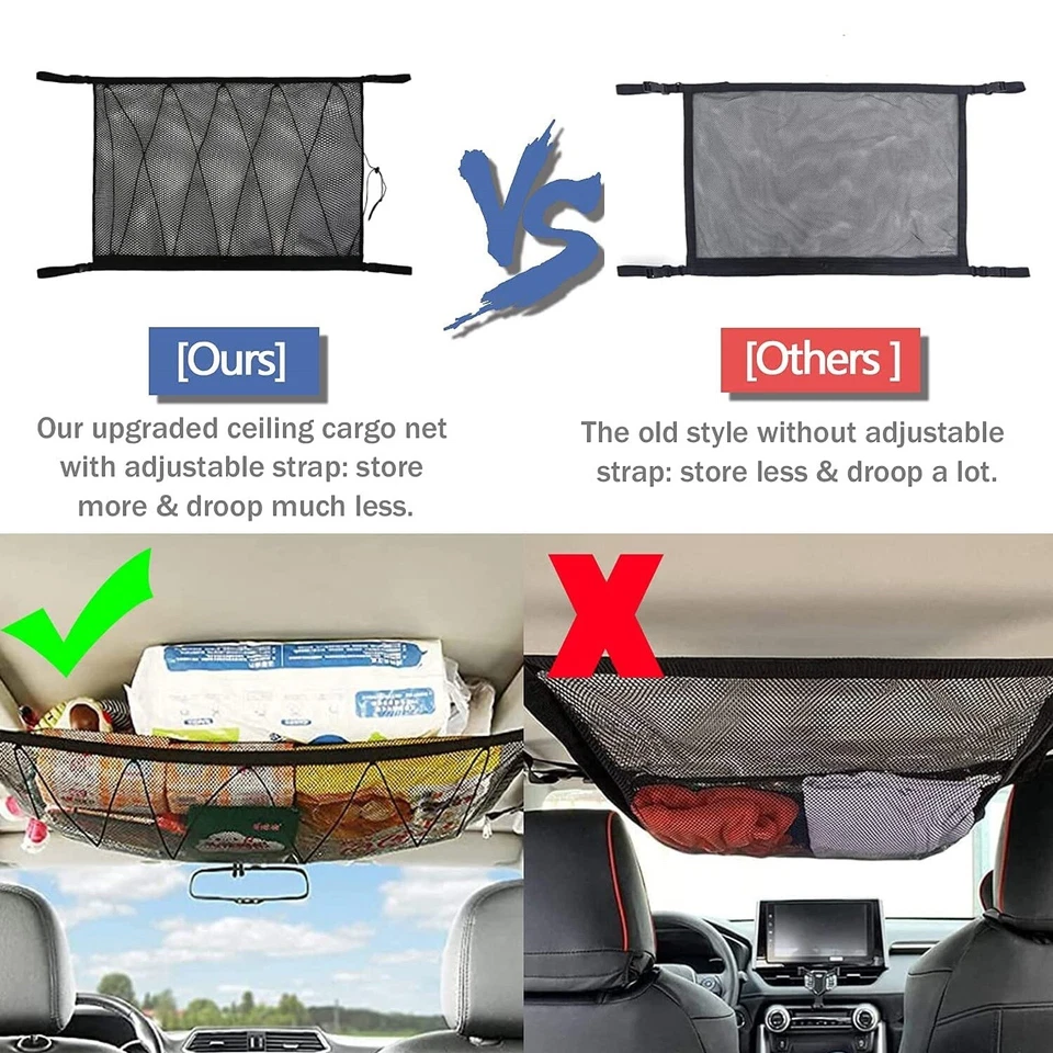 Bolsa de almacenamiento de malla de red de carga para techo de 2 capas para Nissan Foto 3 de 4