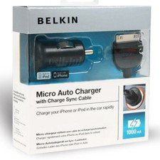 Original Belkin USB Car Charger 30-Pin Data Cable for Apple iPod Touch Nano