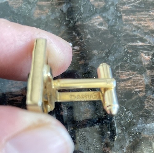 Vintage Green Jade Like Stone Gold Tone Quality Cuff Links - Picture 4 of 6