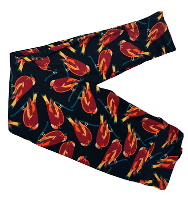 LuLaRoe Leggings Women's One Size OS BIRDS ROBIN Red Black  NWT  NEW OLD STOCK