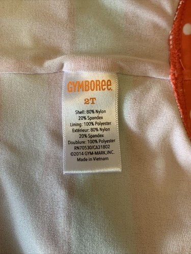EUC Gymboree 2T Girls Swimsuit Bathingsuit Worn Once Mint Bow Coral Stripes/Dot - Picture 4 of 5