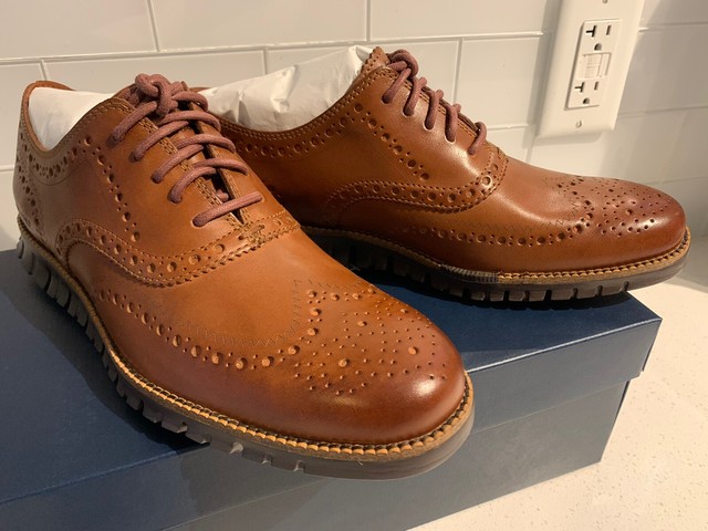 cole haan zerogrand wingtip oxford british tan java