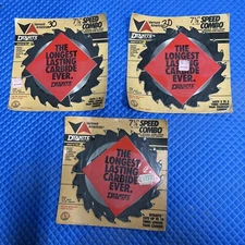 Lot of 3 Vermont American Dyanite Carbide 7 1/4 skill Saw Blades USA