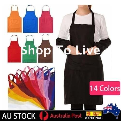 Plain Kitchen Apron Pocket With Waiter Craft Chef Washable Cooking Butcher Cafe - Picture 1 of 20