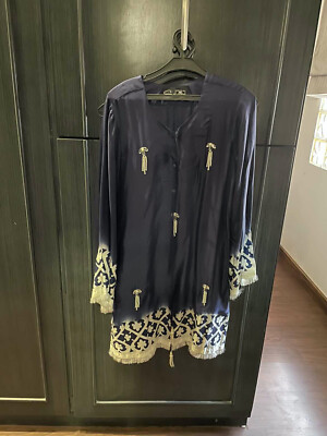 Sehrish Rehand blaue Seide Kameez Pret Wear pakistanischer Designer Kurti