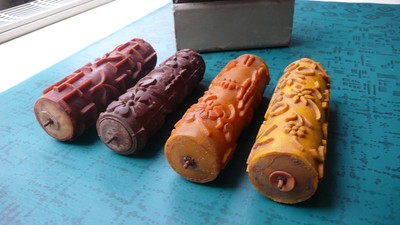 6 Pattern Paint Roller _1920-1930er Jahre  mit Rolltank