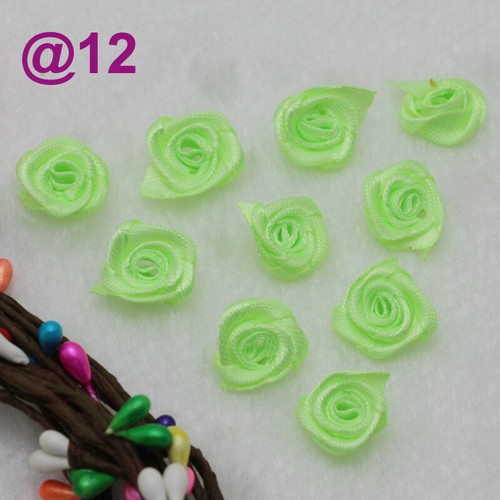100/3000P Tiny Satin Flower Ribbon Mini Rose Applique For DIY Crafts Cloth Decor - Picture 14 of 20