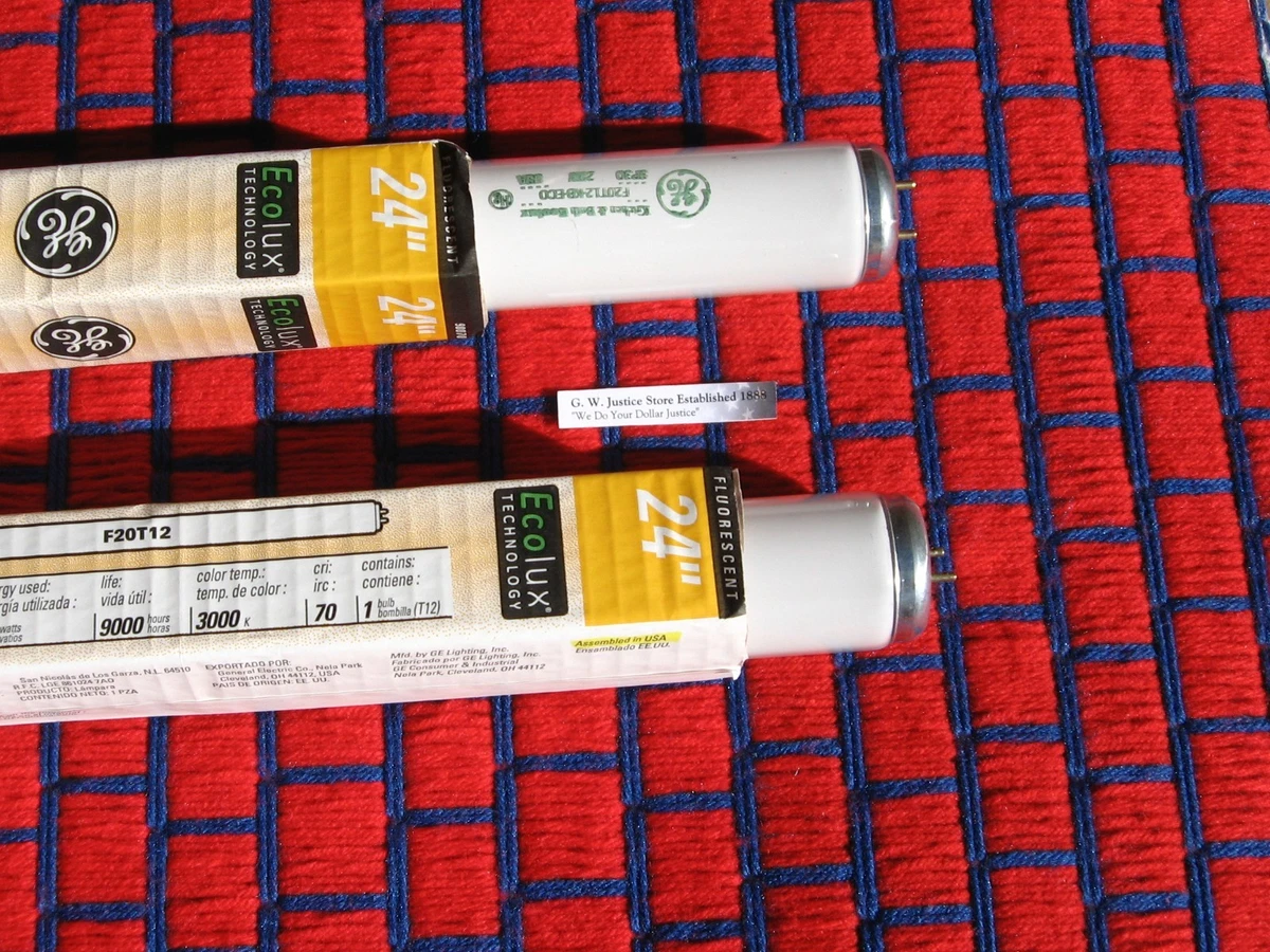 BOX of 2 new F20T12 fluorescent 20w grow light bulb GE 3000K 24