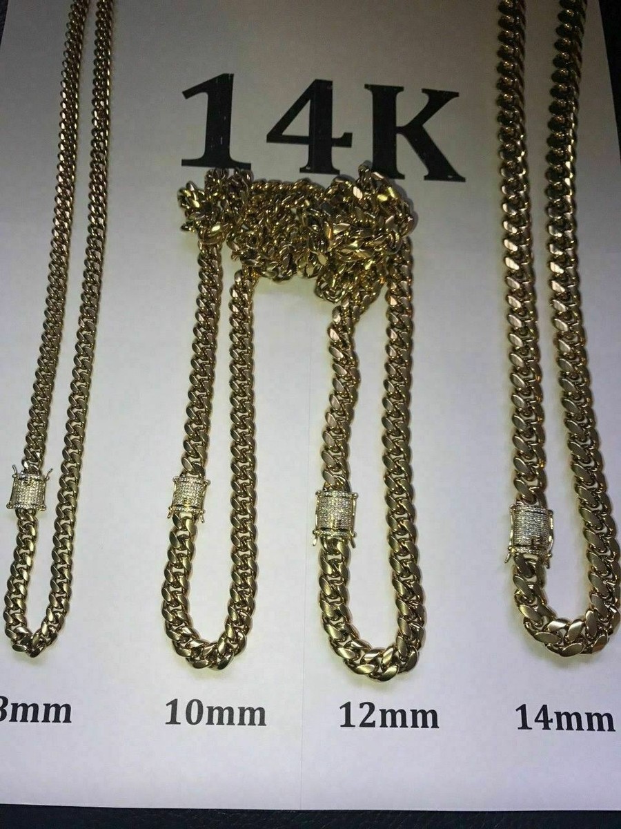 Collana Cuban Link In Acciaio Placcato Oro 14k, Con Chiusura A Diamante, Stile Hip-Hop - Per Uomo, Harlembling