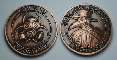 Pair of 'I SURVIVED 2020' Commemorative Coins. Copper. Embossed/Heavy. Lockdown
