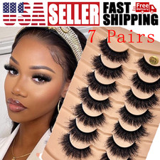 7 Pairs 3D Mink False Eyelashes Soft Black Natural Fluffy Makeup Lashes