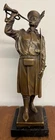 Military Soldier playing Bugle - Bronze Sculpture with Solid Marble Base - 28cm