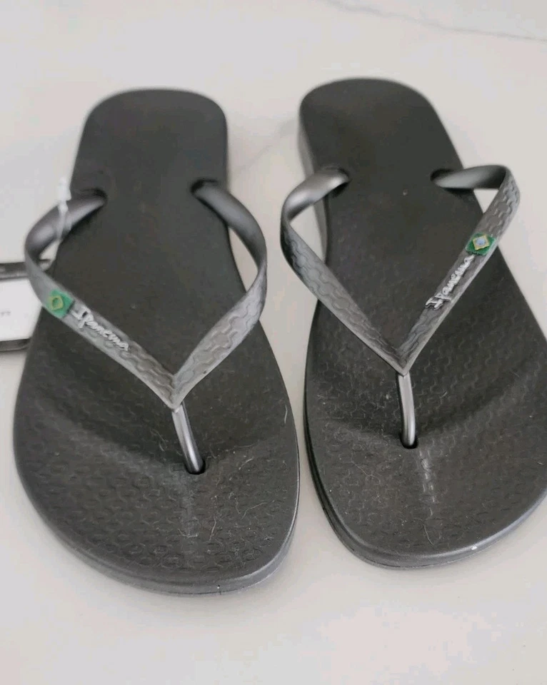 Chanclas para mujer Ipanema brillante talla 11 plantilla moldeada metálicas plateadas nuevas Foto 4 de 4