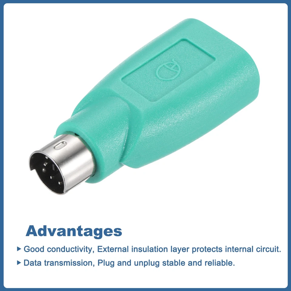 4 Pcs PS/2 to USB Port, PS/2 to USB Adapter PS/2 Female to USB Male, Green — 第 4/4 张图片