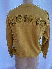 Kenzo Golf Yellow Cotton Pullover Embroidered Floral Sweatshirt Women's Size 1