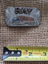 Vintage Hook-Fast Semi Drivers Big Rig Name Ray Belt Buckle