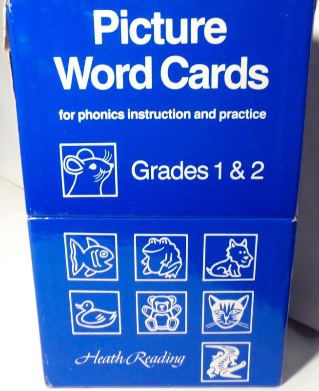 Vintage Heath Reading Picture Word Cards Grades 1 & 2 complete in box 129 cards