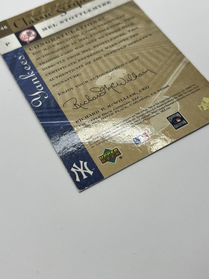 2004 Upper Deck Yankees Classics - Classic Scripts Mel Stottlemyre #AU-46 (AU) - Image 3 of 3