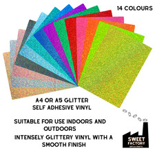 Self Adhesive Vinyl  Glitter Effect 14 colours A4/A5
