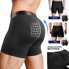 Men Padded Underwear Boxer Briefs Butt Lifter Body Shaper Bum Enhancer Shapewear
