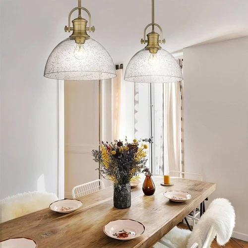 Golden Lighting Hines 13 1/2" Champagne Bronze and Glass Pendant Light - Picture 3 of 8