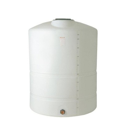 Norwesco Vertical Poly Water Storage Tank, White, Bottom Outlet