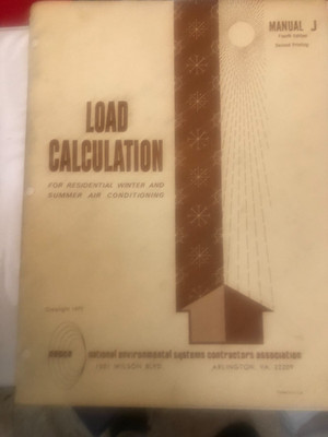 Vintage Manual J Cooling and Heating Load Calculation Manuals  1St & 4th Edition