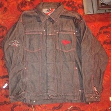 Willie Esco Men's XL Black Hip Hop Rap Denim Jacket Embroidered Vintage Style