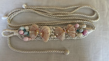 Vintage 1980's Ladies Sea Shell Belt White Twisted Satin Cording Pastel Shells