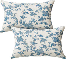 Chinoiserie Grandmillennial Flower Throw Pillow Covers 12 X 20 Inch Set of 2, Co