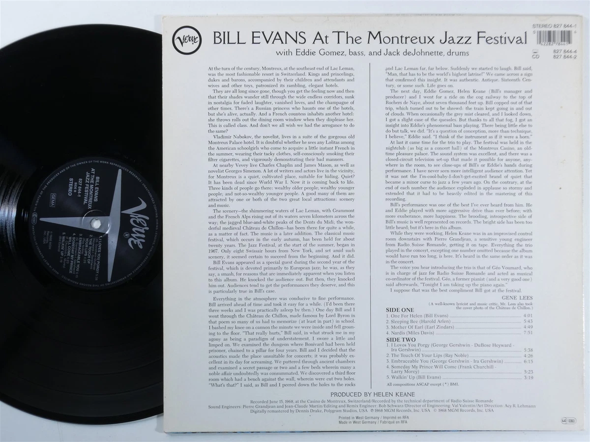 BILL EVANS At Montreux Jazz Festival VERVE LP VG+ germany reissue b