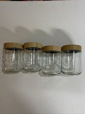 Glass Candy Storage Jars With Wooden Style Lids 20oz Approximately