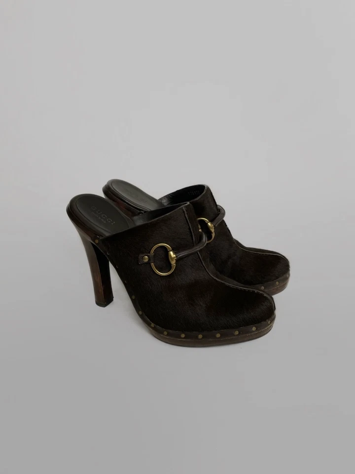 Gucci Mules Plataforma Piel/Cuero Marrón Mujer Talla 37.5 (24.5 cm) Foto 2 de 4
