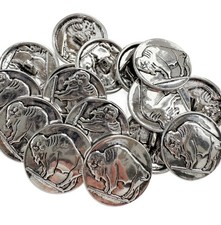 8PC Antiqued Silver Buffalo Metal Buttons Shank Buttons 21mm