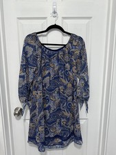 Alice and Olivia Blue/Gold Paisley Lined Long Sleeve Mini Dress - Women's S/P